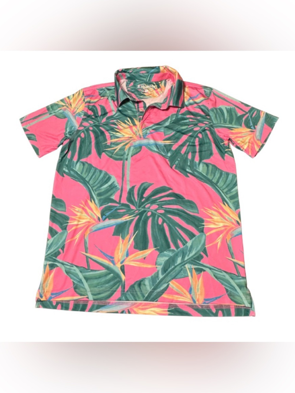 Chubbies Men’s Birds Of Paradise Performance Stretch Golf Polo Shirt Casual M